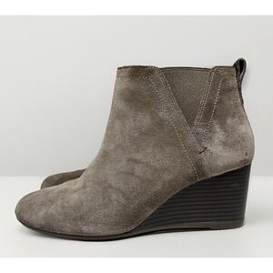 VIONIC Women's SIZE 7 Paloma Gray Booties Suede Leather Wedge Ankle Boots